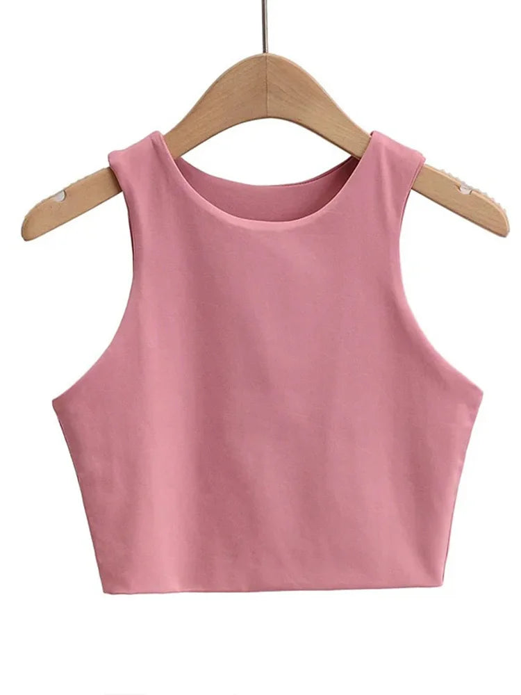 Essential High-Neck Fitted Crop Tank Top