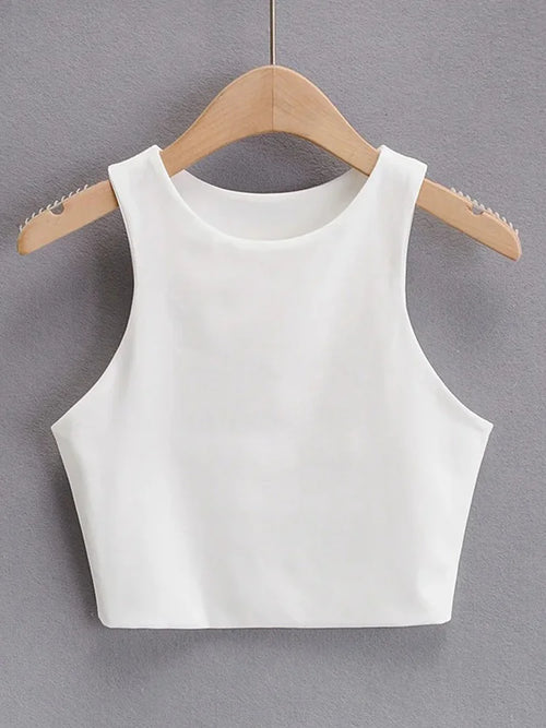 Essential High-Neck Fitted Crop Tank Top