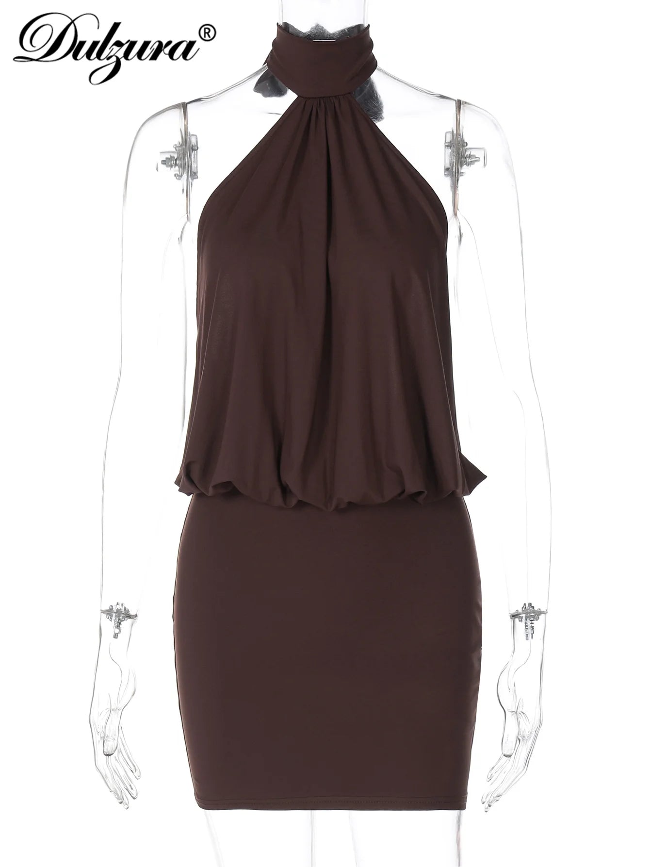 Chic Backless Halter Neck Bodycon Mini Dress