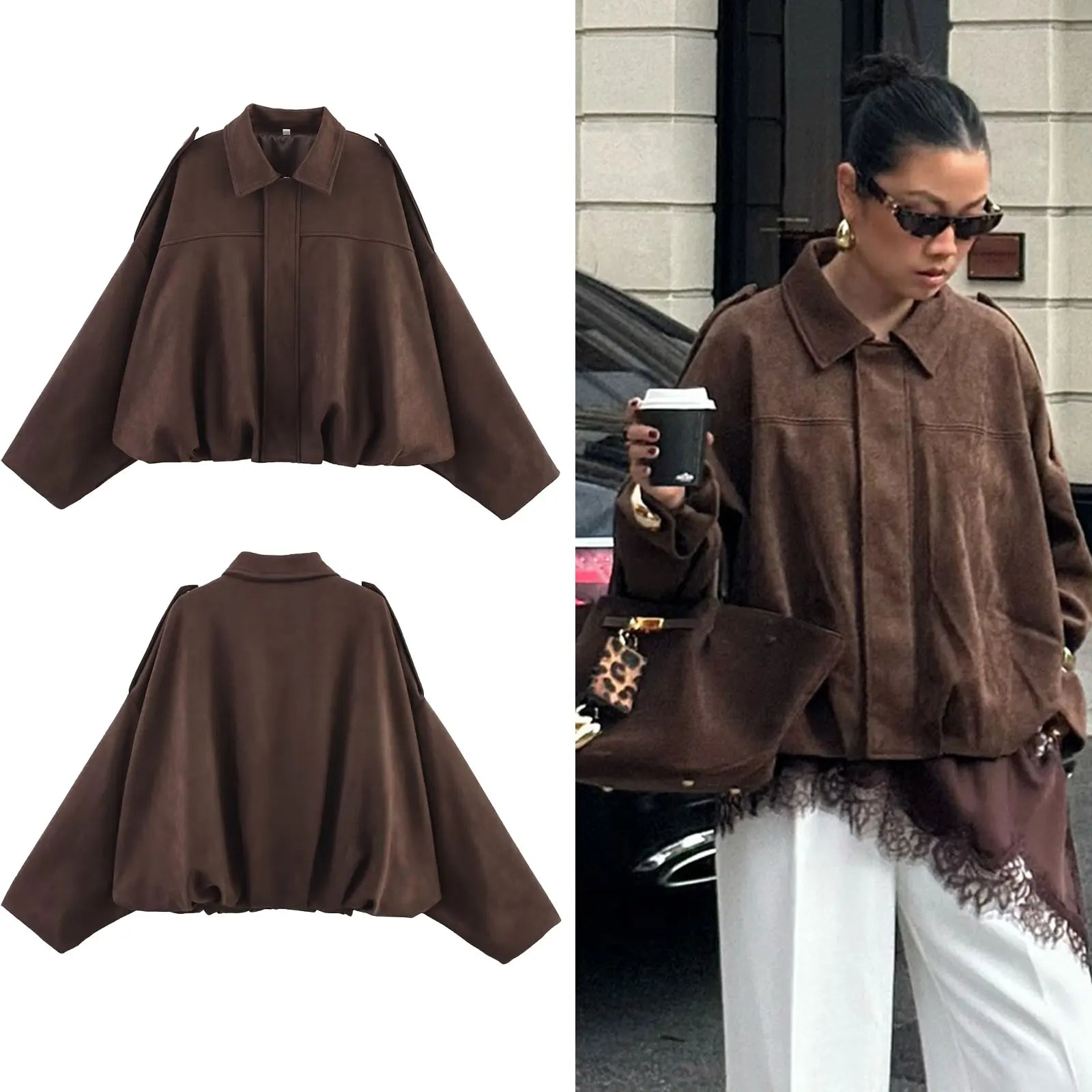 Vintage Loose Suede Crop Jacket