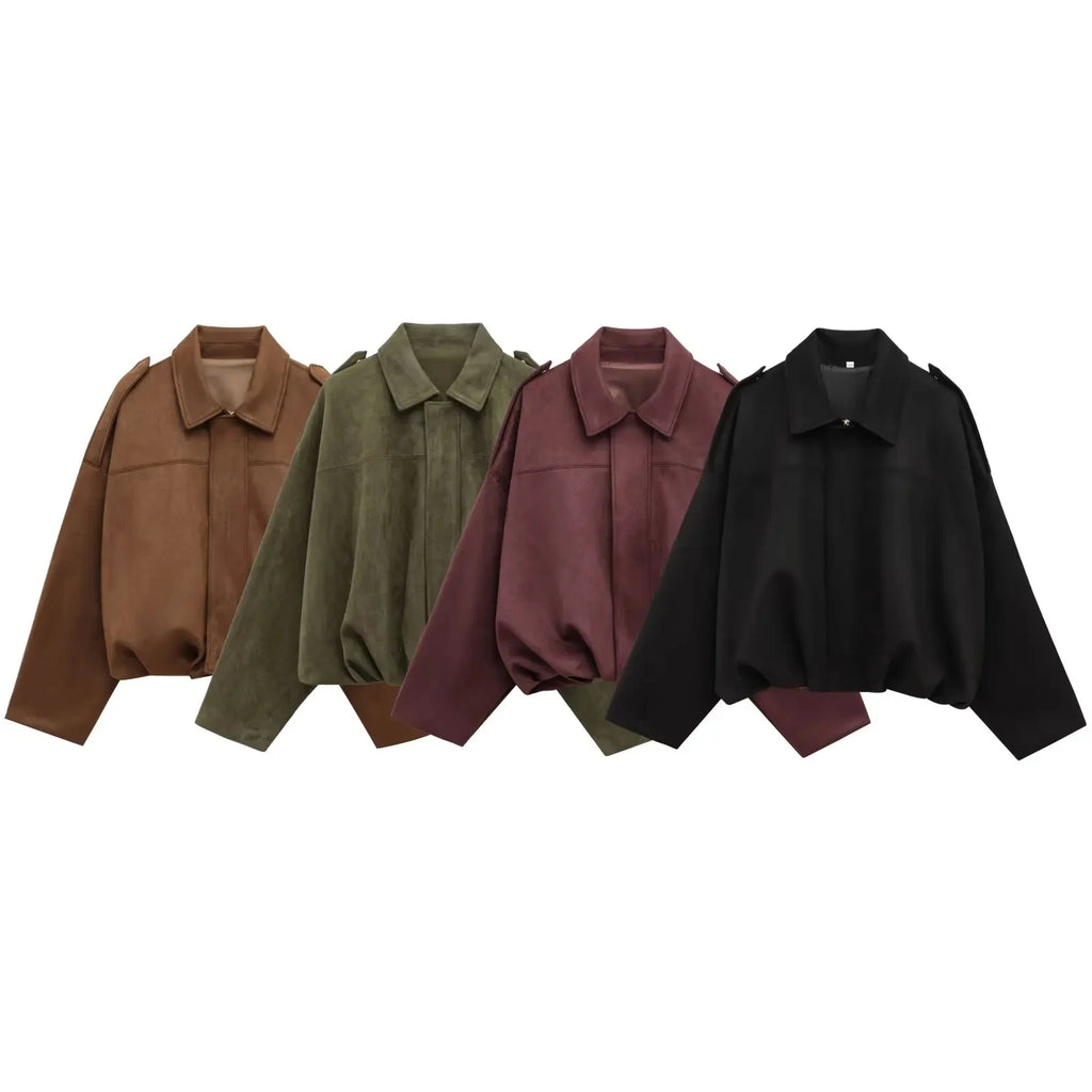 Vintage Loose Suede Crop Jacket