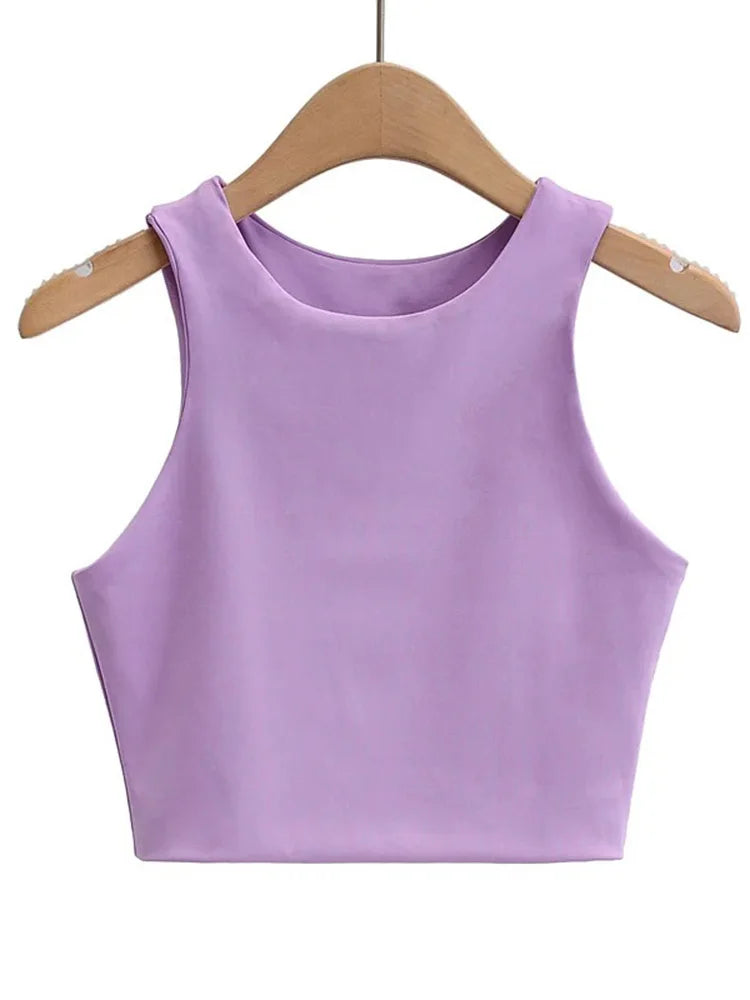 Essential High-Neck Fitted Crop Tank Top