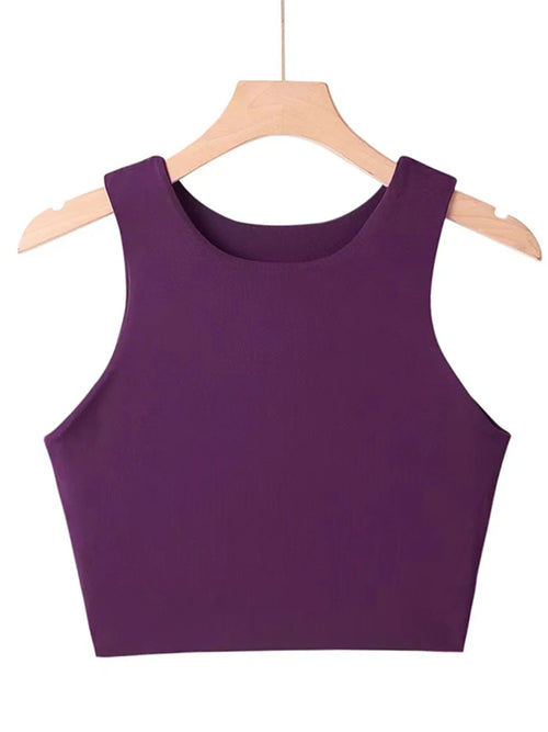Essential High-Neck Fitted Crop Tank Top