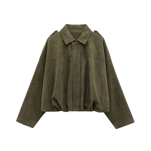 Vintage Loose Suede Crop Jacket