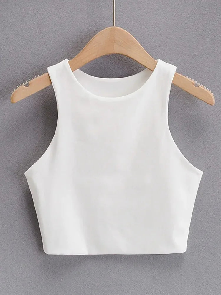 Essential High-Neck Fitted Crop Tank Top