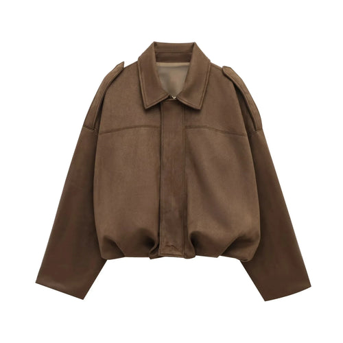 Vintage Loose Suede Crop Jacket