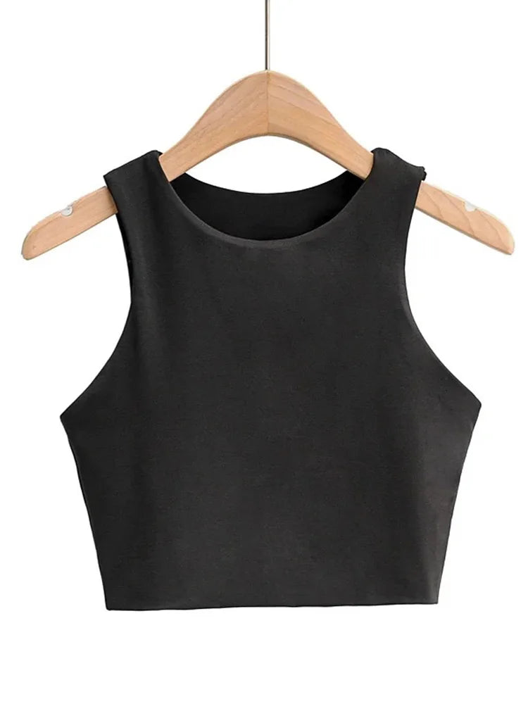 Essential High-Neck Fitted Crop Tank Top