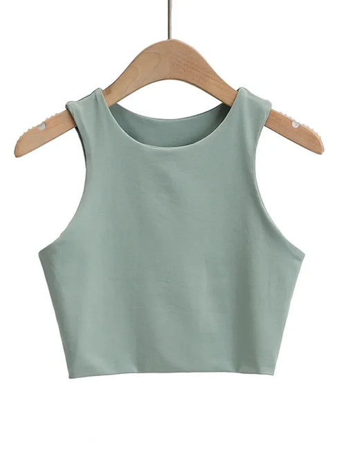 Essential High-Neck Fitted Crop Tank Top