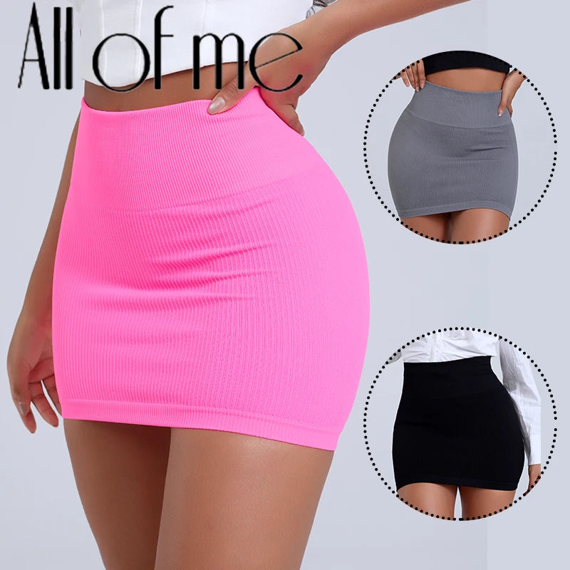 High-Waist Ribbed Bodycon Mini Skirt